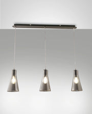 Dafne Lampada a Sospensione in Metallo e Vetro Soffiato Colore Fumé 3 Luci E27 40W - Design Elegante per Interni Contemporanei e Raffinati
