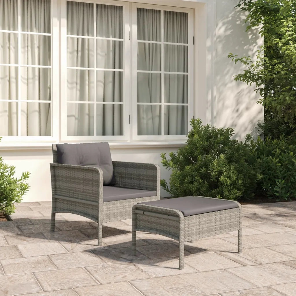Set di Divani da Giardino 2 pz con Cuscini in Polyrattan Grigio 319679