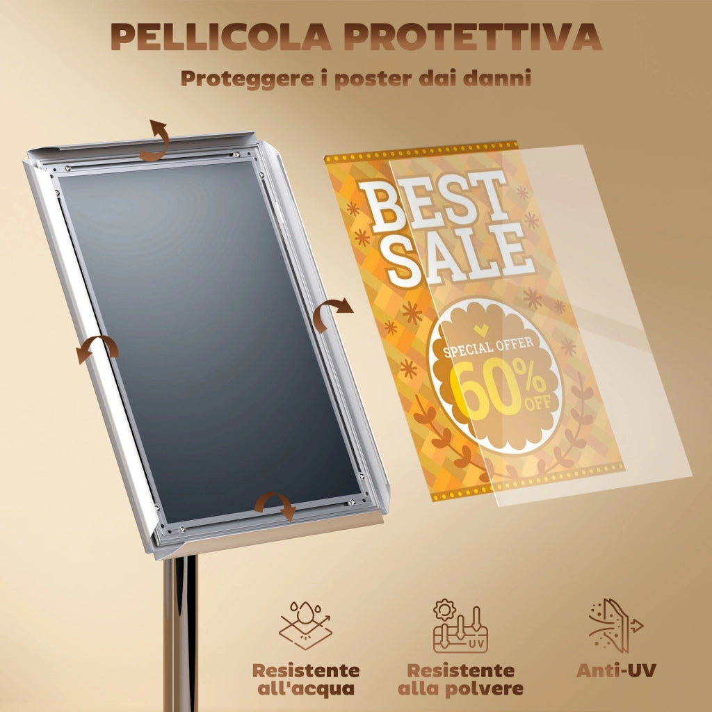 Cavalletto Espositore A3 Regolabile ¨C Minimal ¨C Acciaio e Alluminio, Argento