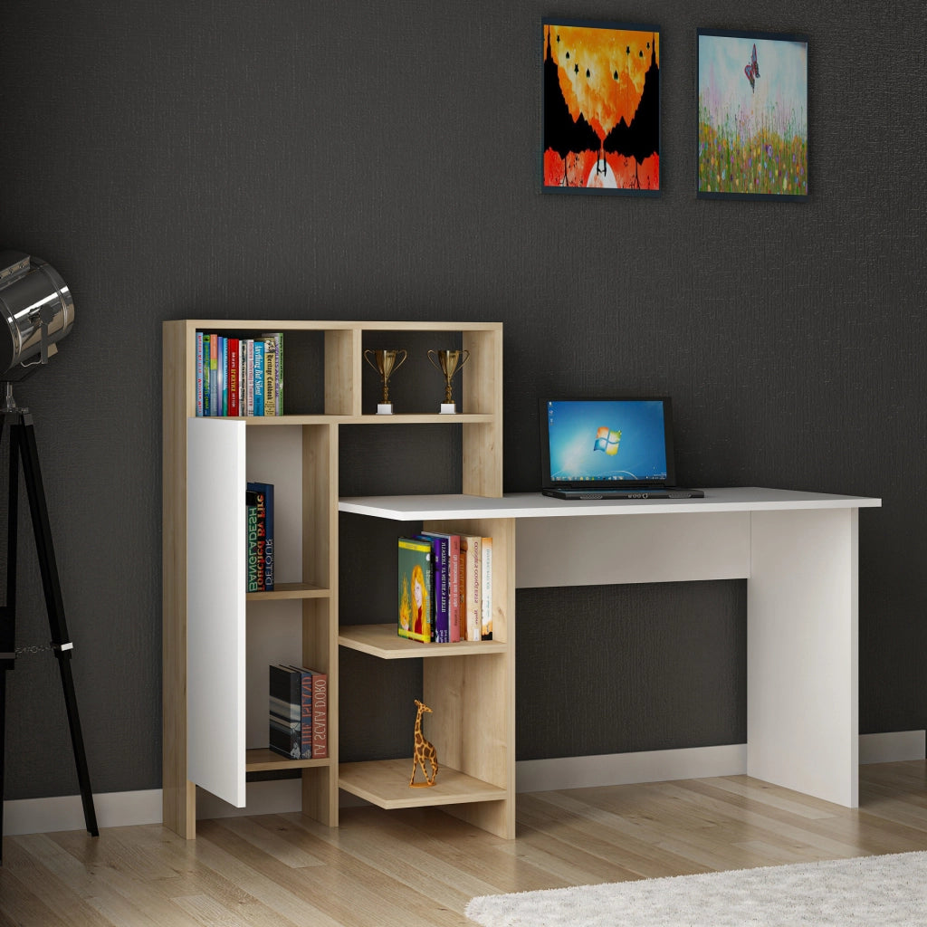 Scrivania in legno "Bugra" - 135 x 60 x 111 cm - Bianco