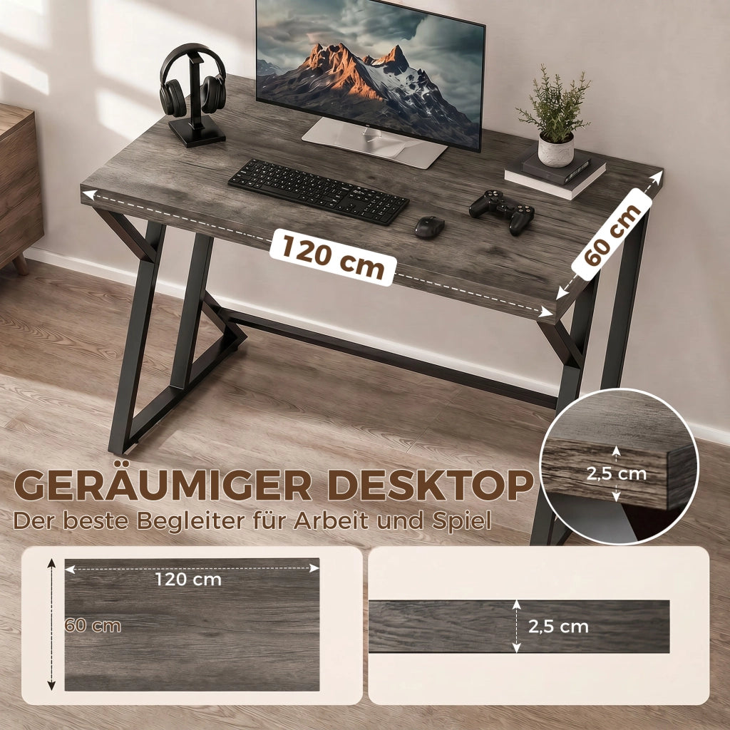 Scrivania computer con gambe in metallo ¨C Minimal ¨C Grigio 120x60cm