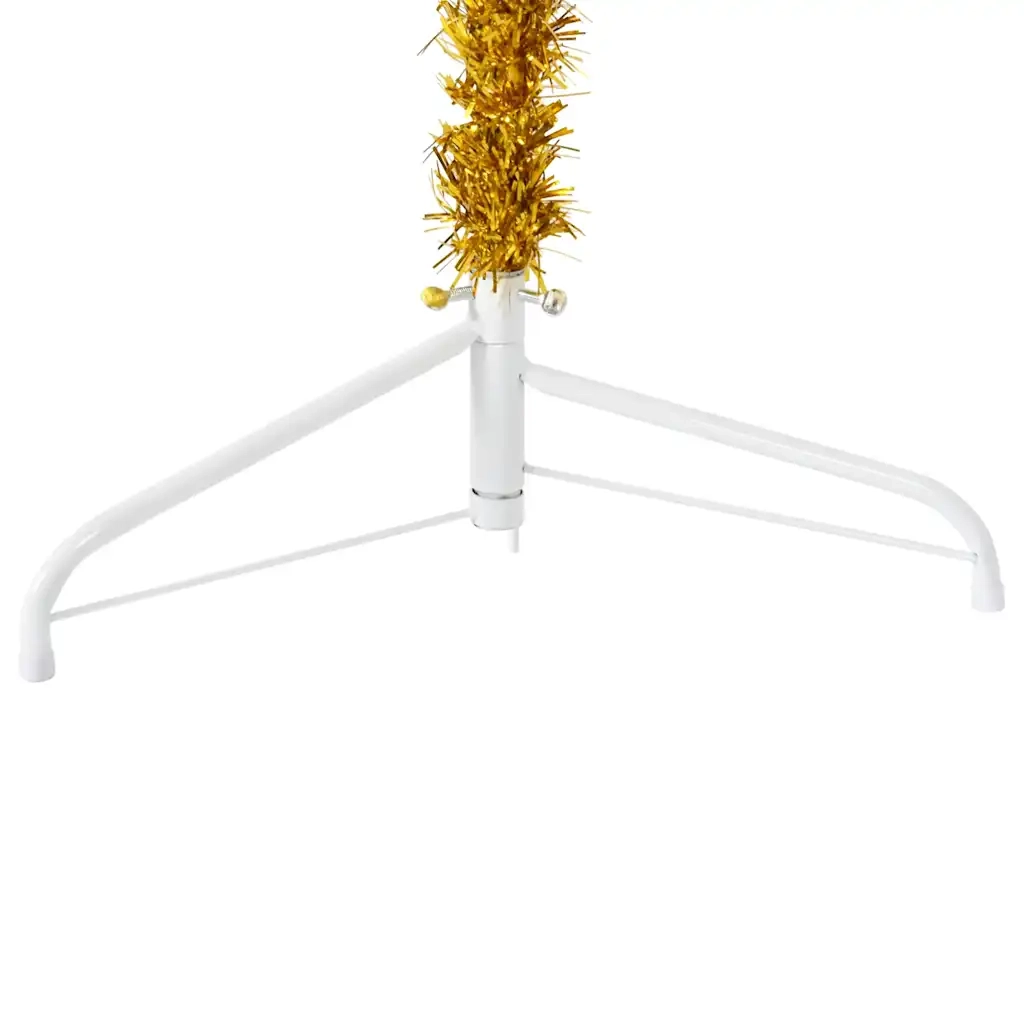 Albero Natale Artificiale Sottile a Metà con Supporto Oro 180cm 344591