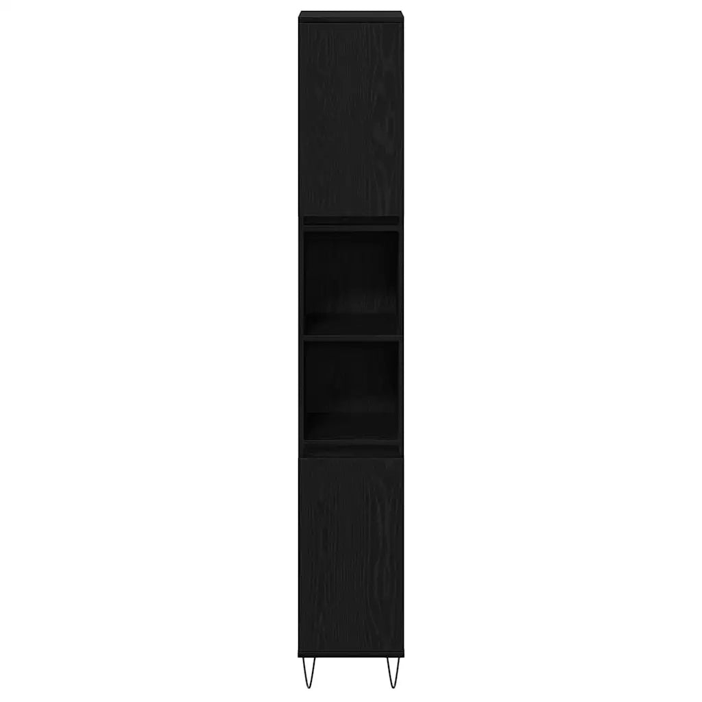 Mobile da Bagno Rovere Nero 30 x 30 x 190 cm Legno multistrato 862882