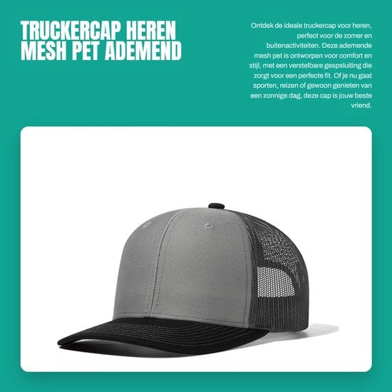 Cappello da camionista con rete a maglia - Cappello da baseball adattabile - Respirante - Cappello da sole estivo - Sport e viaggi - Misura 55-60 cm