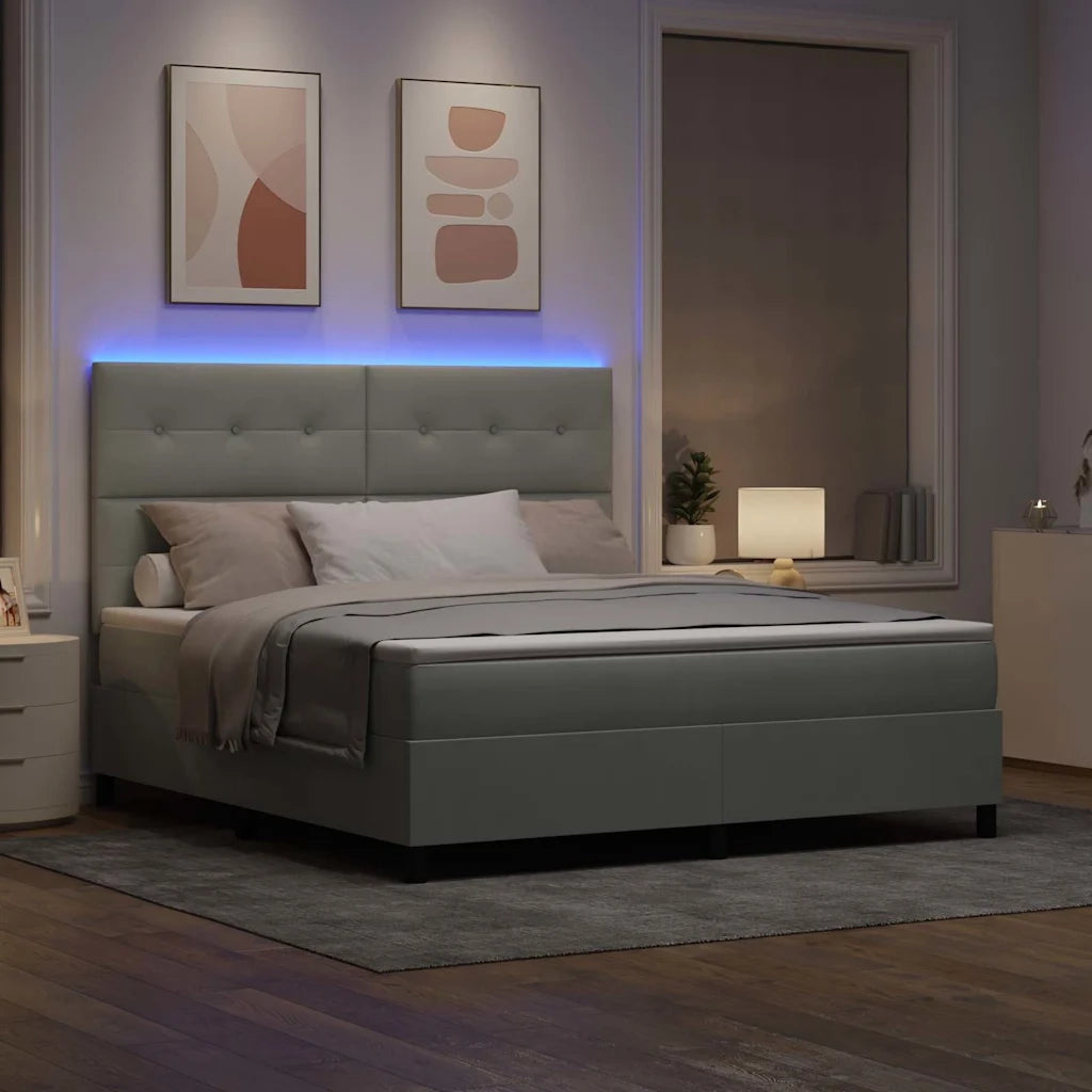 Letto a Sorgente LED Grigio chiaro 180 x 200 cm Tessuto