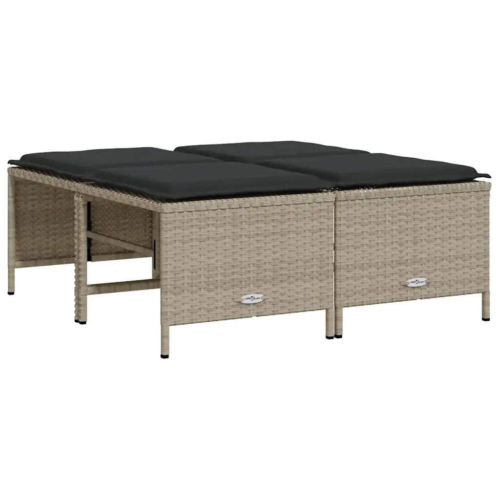 Sgabelli da Giardino con Cuscini 4 pz Grigio Chiaro Polyrattan 368367