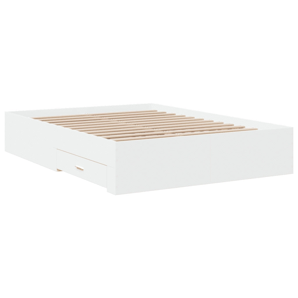 Letto matrimoniale | Letto per adulti | Giroletto con Cassetti Bianco 120x190 cm in Legno Multistrato