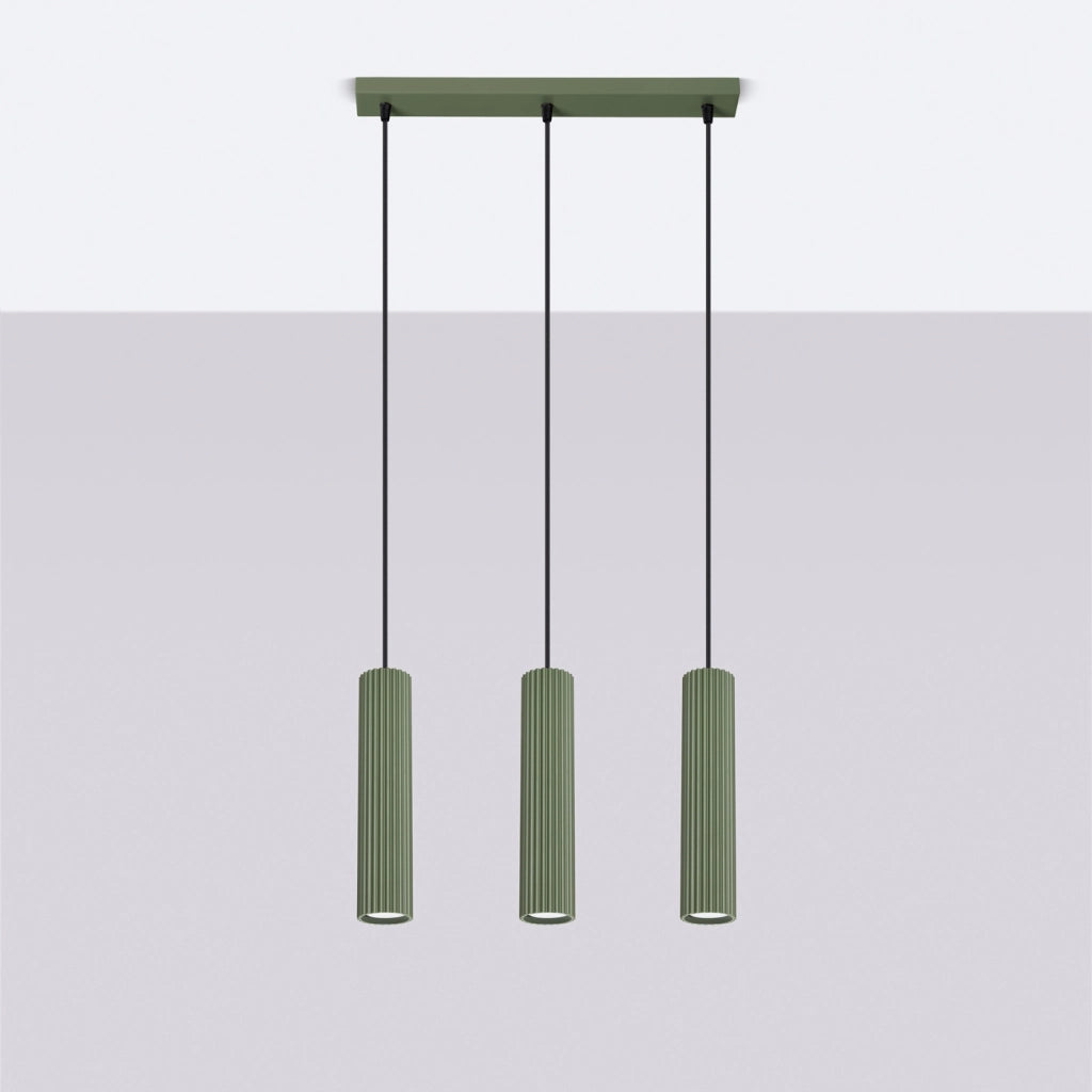 Lampada a sospensione KARBON 3L verde oliva