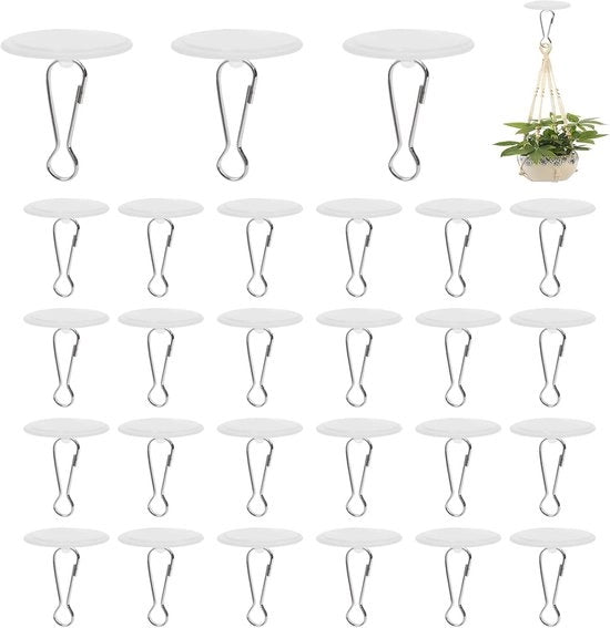Pacco di 40 Viti di Sospensione Trasparenti Autoadesive per Plafond - Viti di Sospensione per Plafond 30mm con Clip per Asta di Bandiera - Viti di Sospensione Trasparenti Autoadesive senza Foratura per Utilizzo