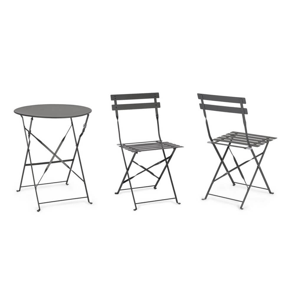 Set da 3 Posti Bistrot Pieghevole in Acciaio per Esterno - ORLIX