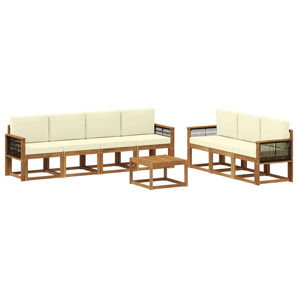Set di divani da esterno 7 pz Naturale e Crema 3385051
