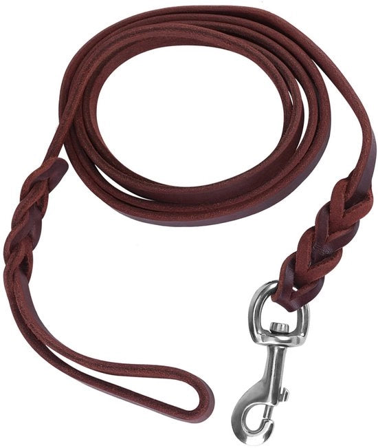Cintura per cani Resistente - Lunghezza 2,1 metri - Manico Comfortevole - Cinturino per cani - Materiale in Pelle Duratura - Adatto per cani di taglia media - Attrezzi per cani
