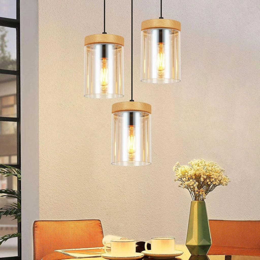 Lampada a Sospensione ZMH 3 luci trasparente E27 per sala da pranzo e camera da letto d'albergo