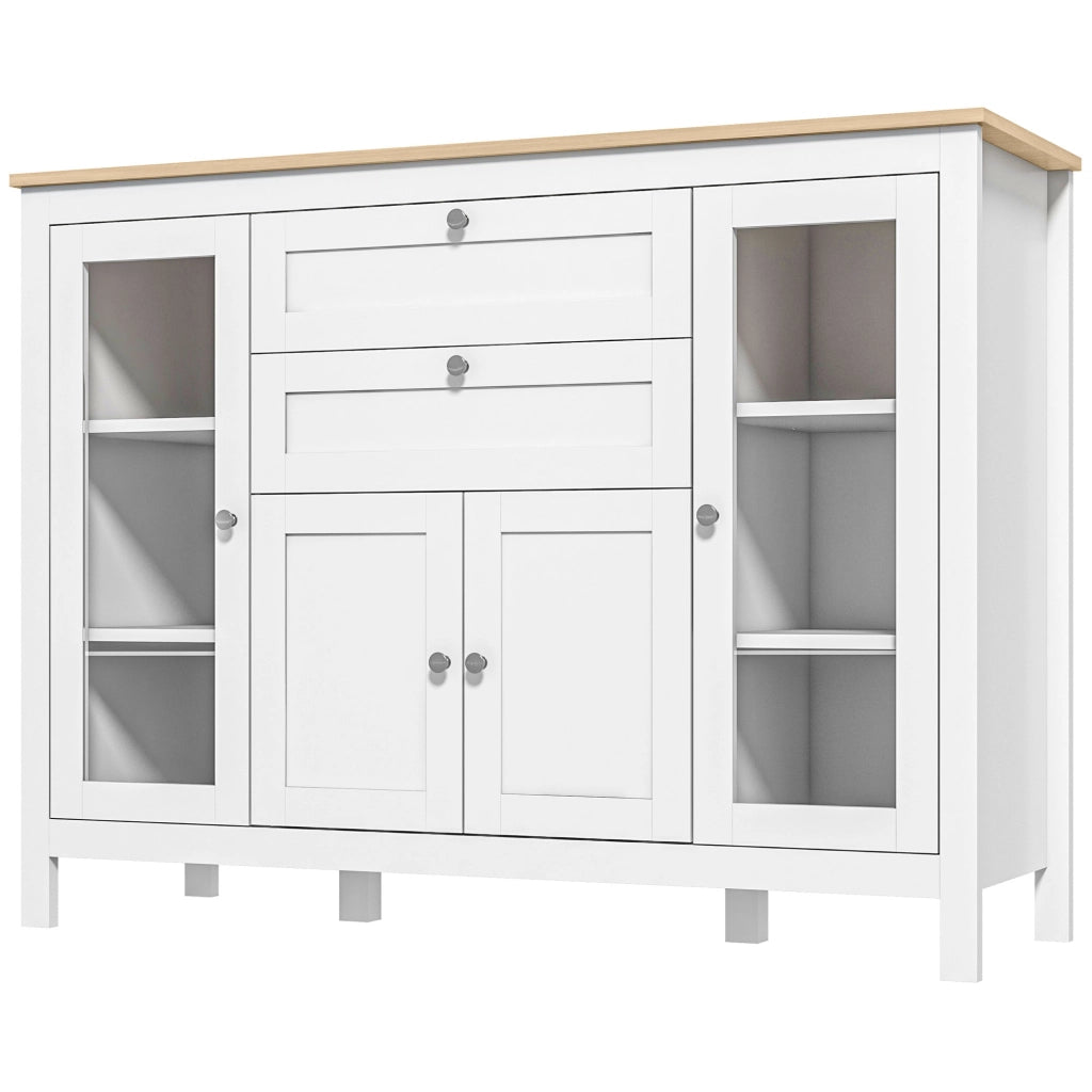 Mobile buffet con ante in vetro e cassetti ¨C Xylo ¨C bianco 120x40x90cm