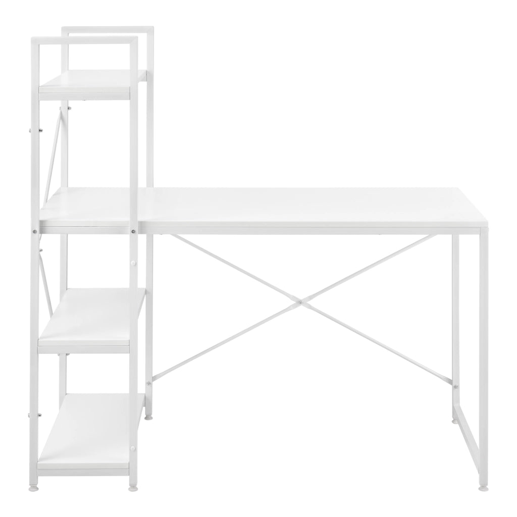 Scrivania Stavanger con Scaffale Laterale - Bianco [en.casa]