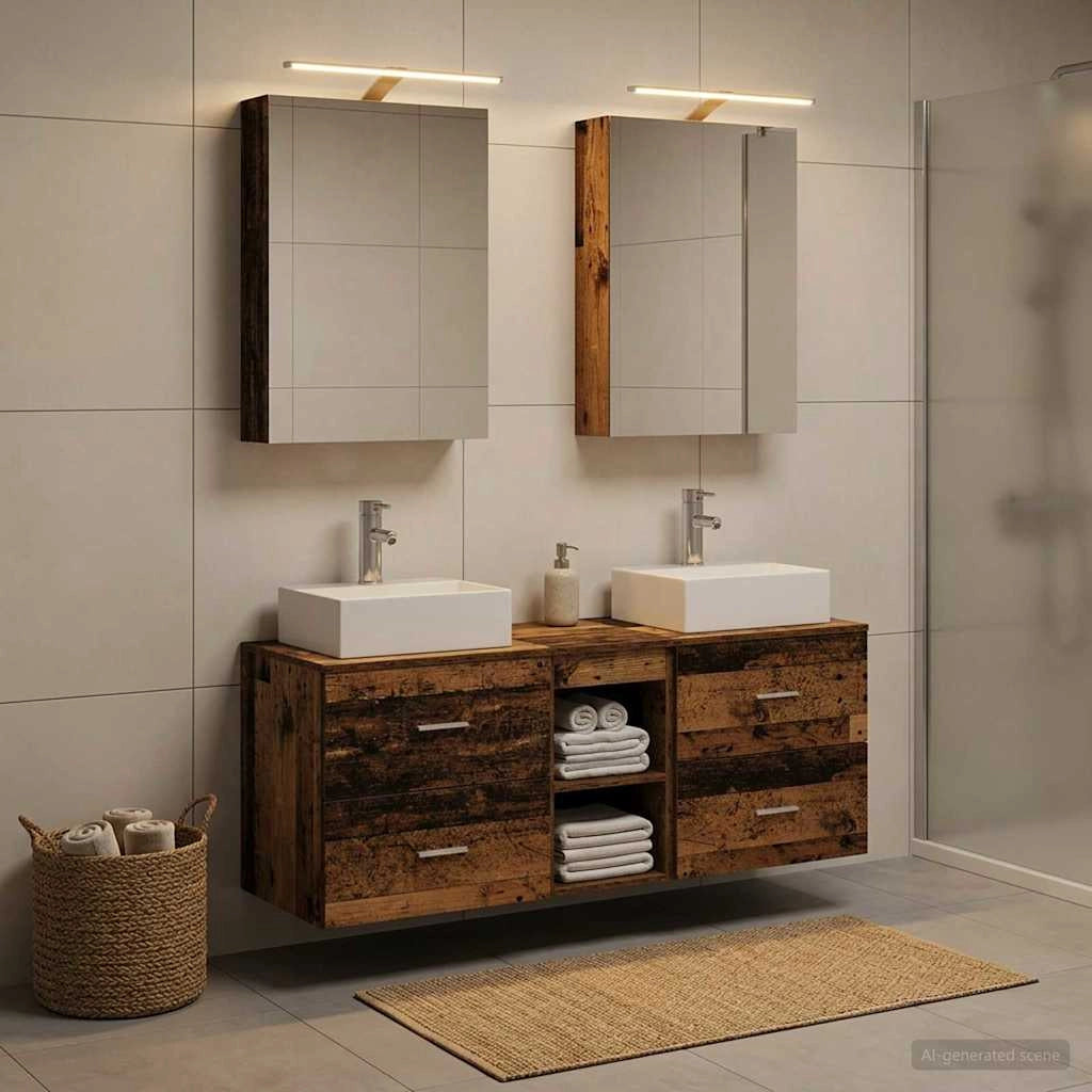 Set di mobili per il bagno 5 pz Legno antico 3406797