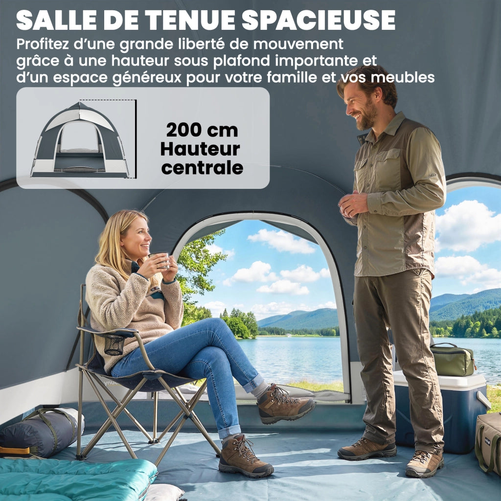 Tenda da Campeggio 2-4 Persone ¨C Xylo ¨C Impermeabile con 3 Porte, Compatibile SUV, Blu Scuro