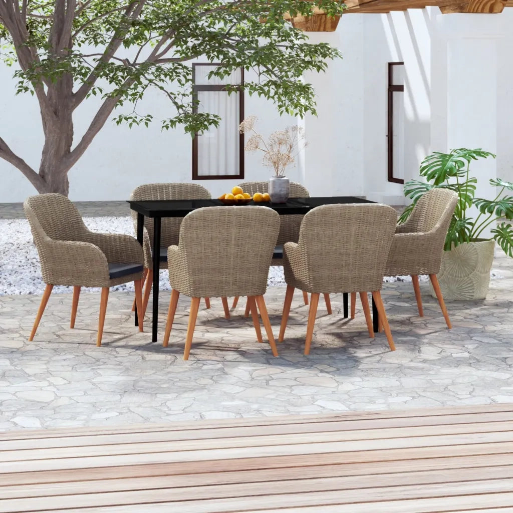 Set da Pranzo da Giardino 7 pz con Cuscini Marrone 3099526