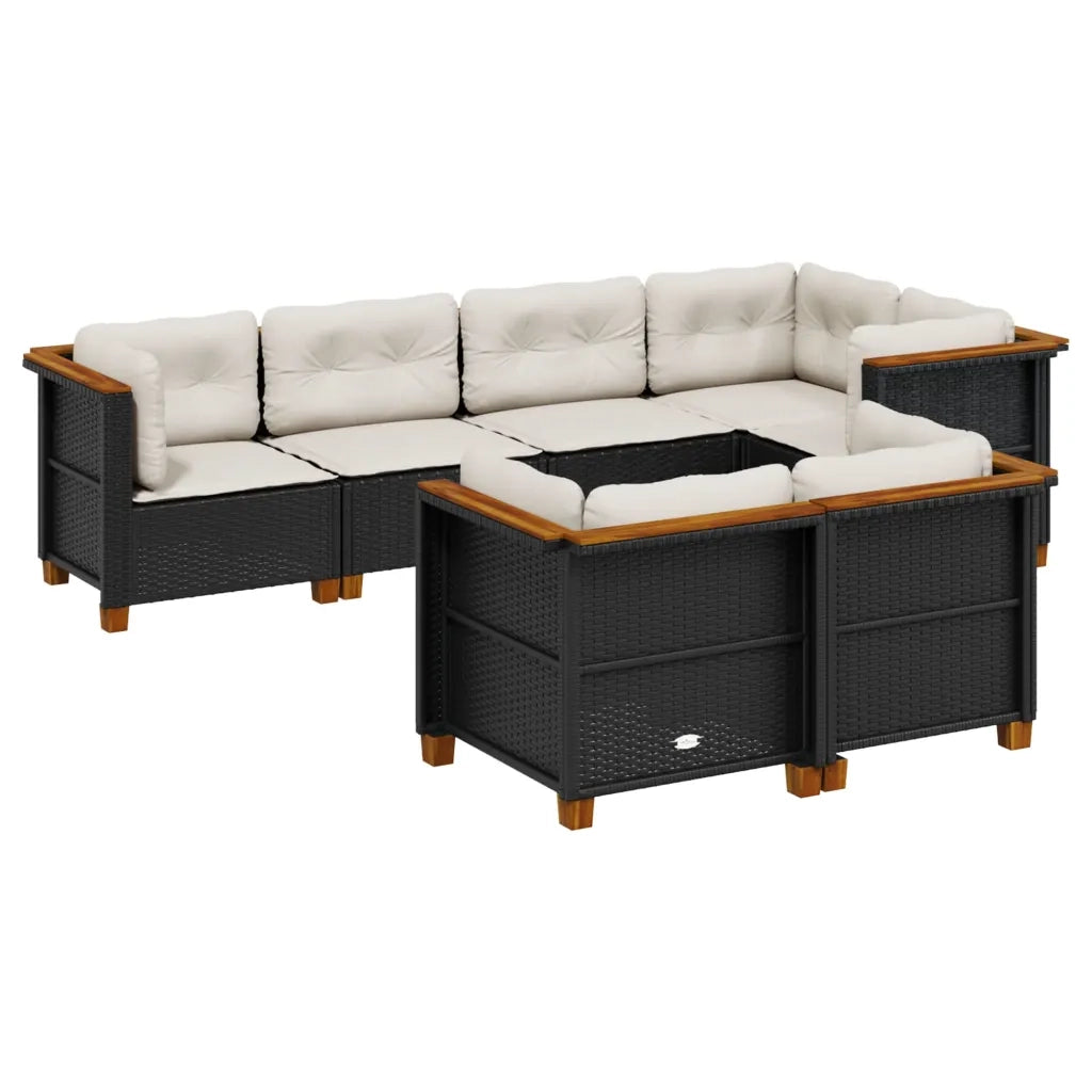 Set Divani da Giardino con Cuscini 7pz Nero Polyrattan 3261881