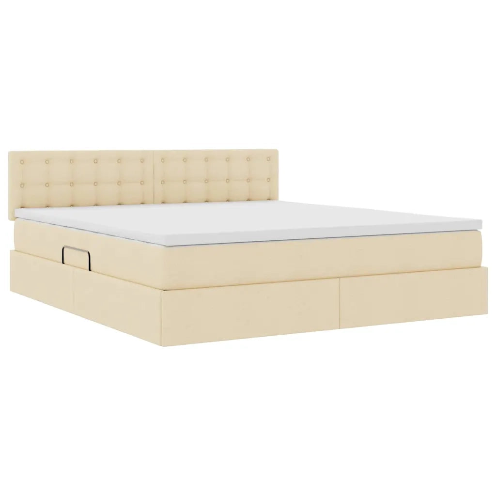 Letto con contenitore e materasso Crema 180 x 200 cm