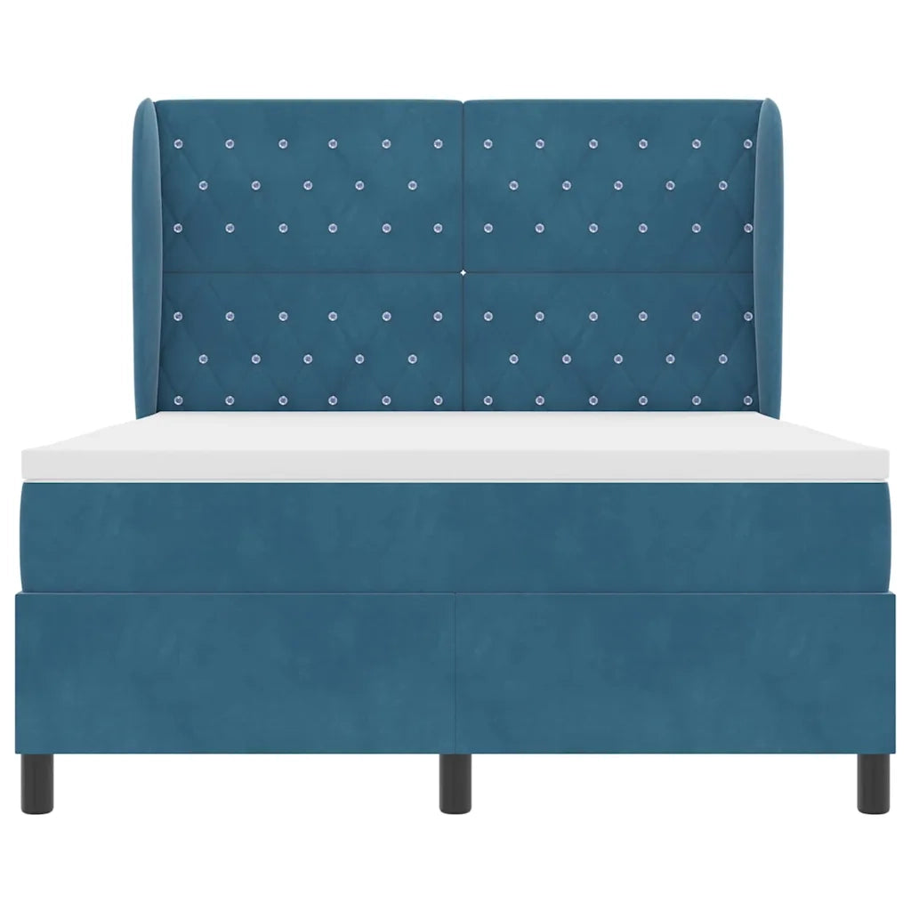 Letto a molle con materasso Blu Scuro 200 x 140 cm Velluto 3340878