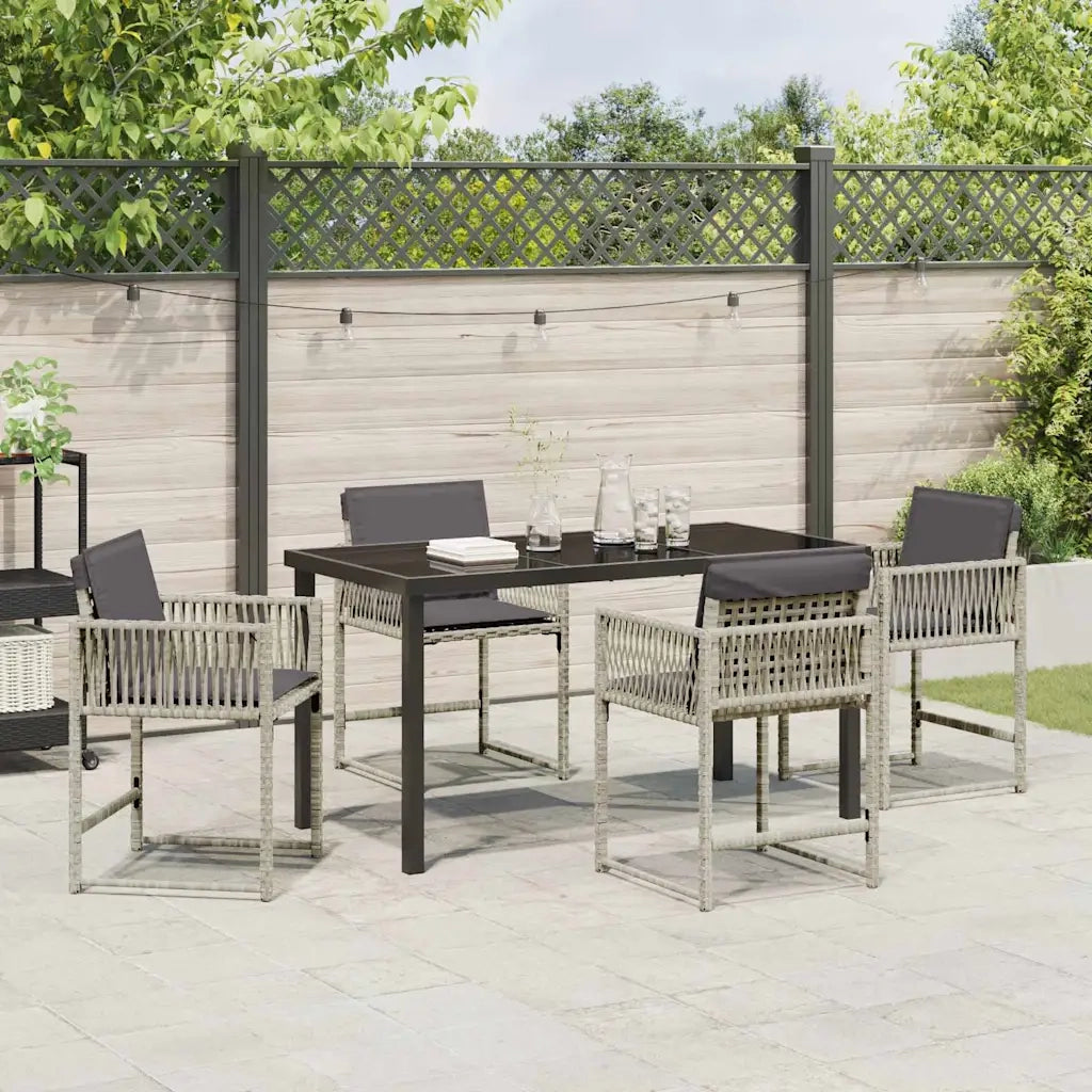 Set da Pranzo per Giardino 5 pcs Grigio chiaro polyrattan 3380762