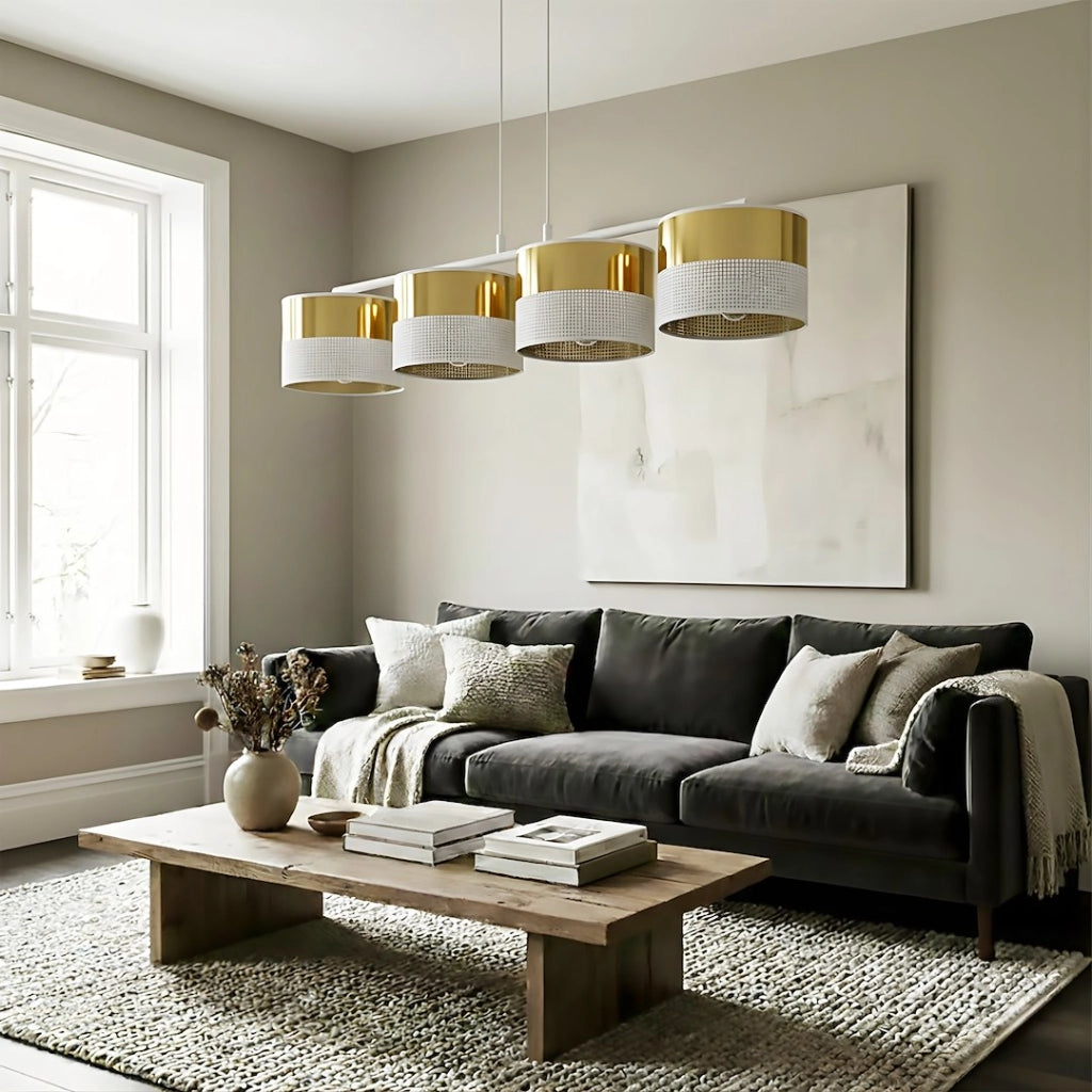 Lampada sospesa LUX Emibig 4xE27 metallo bianco oro