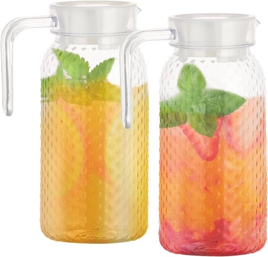 Set di 2 otri di plastica trasparente - 1 litro - con coperchio e manico