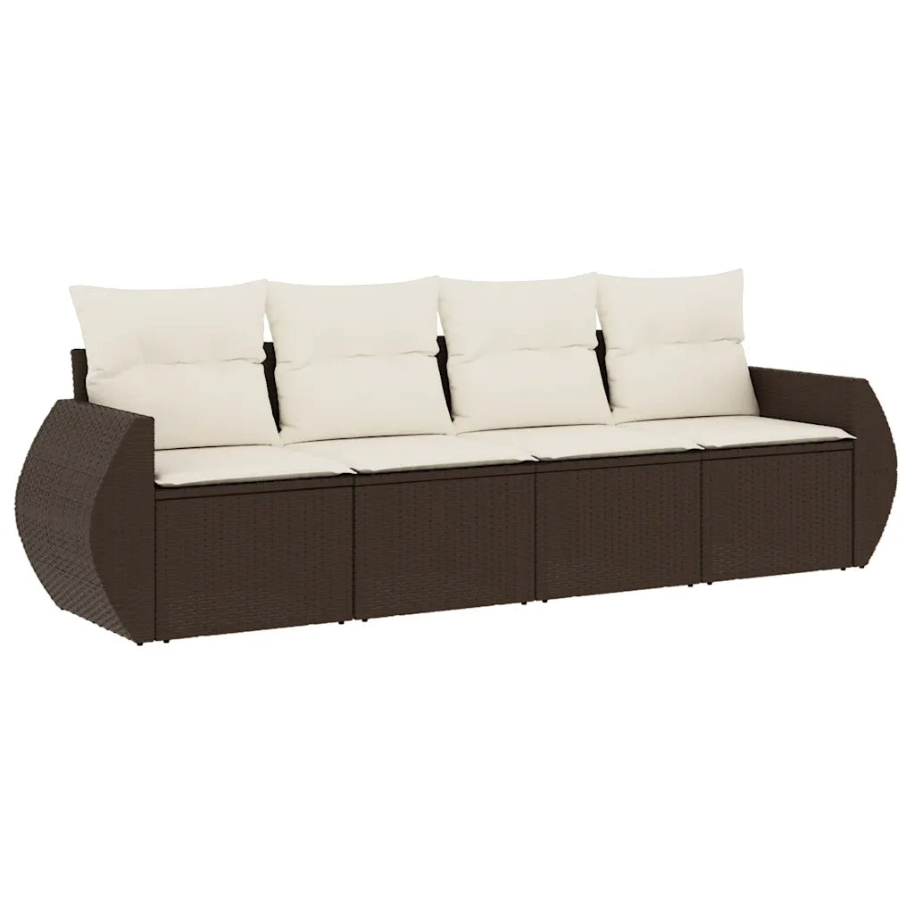 Set Divano da Giardino 4 pz con Cuscini Marrone in Polyrattan 3253420