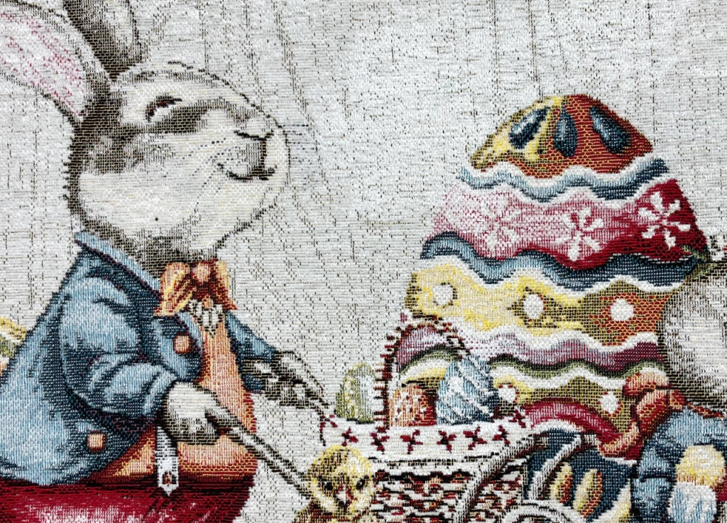 Federa Cuscino Arredo Casa Fodera Tessuto Cinigliato Pasqua Bunny Easter - 40x40 - Bunny Easter