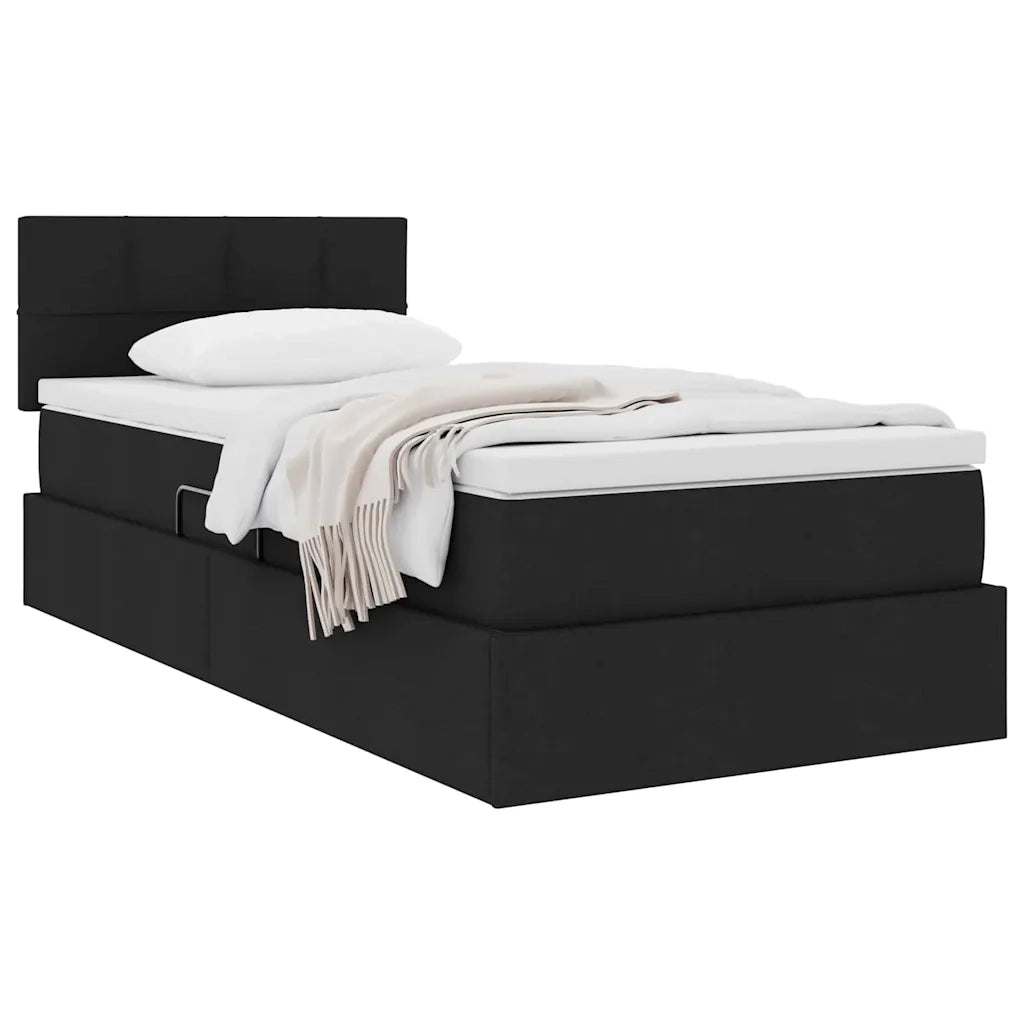 Letto con contenitore e materasso con testiera Nero 90 x 200 cm 3370484