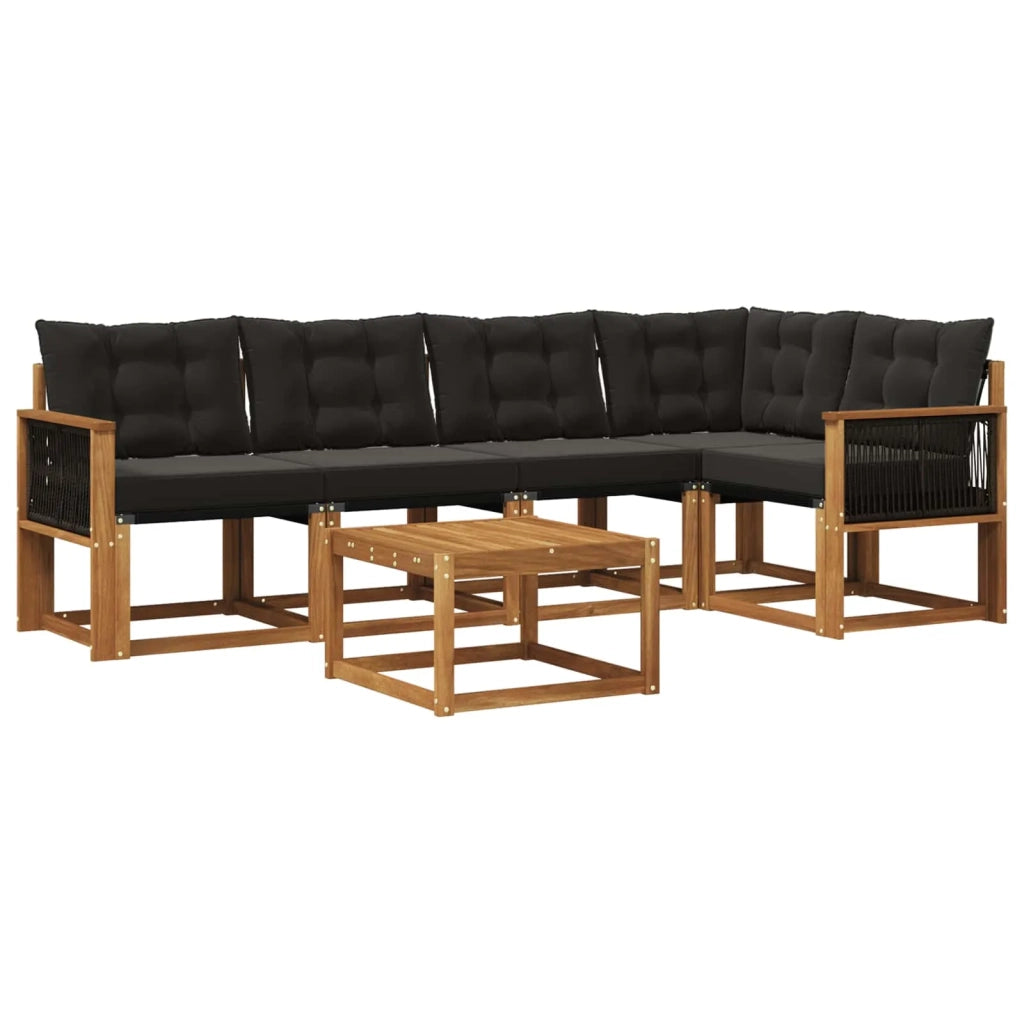 Set di divani da esterno con cuscino 6 pcs Naturale e Nero 3381968