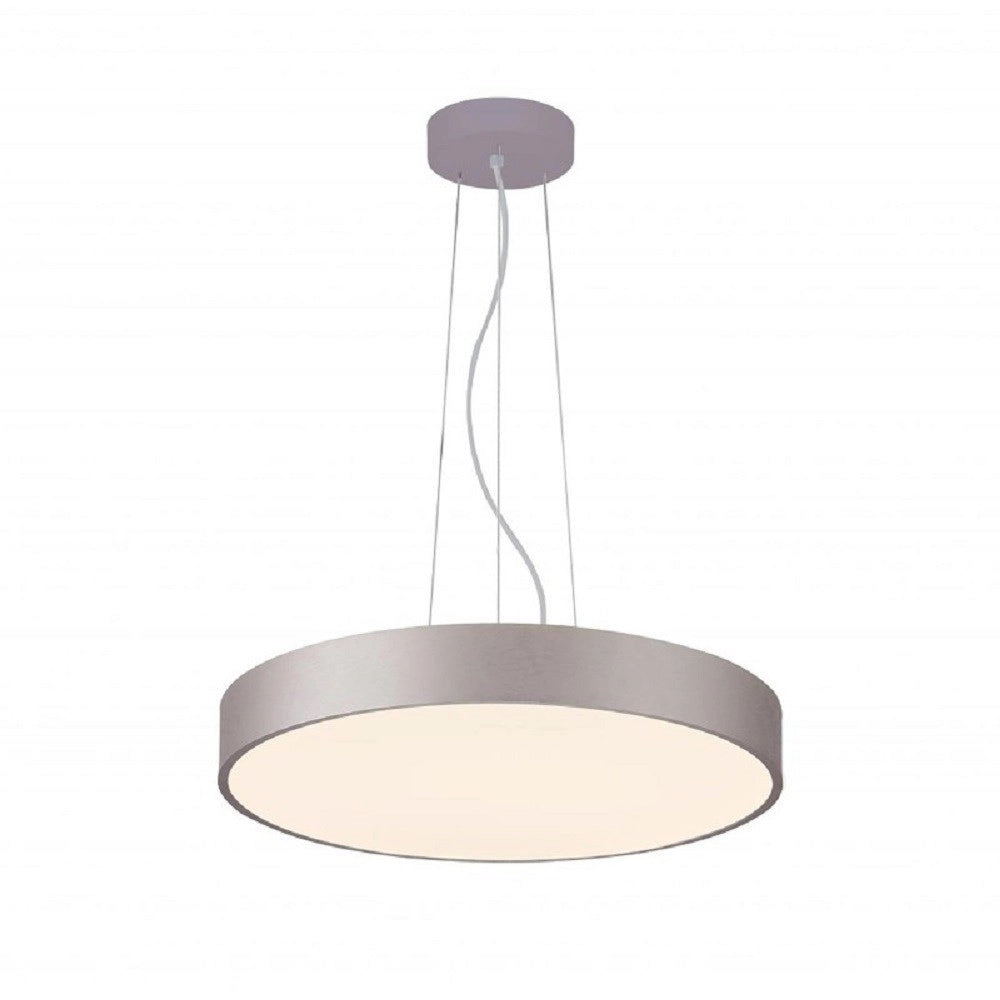 Trade Shop - Lampadario Cerchio 40 Cm Led 43 W Lampada Up Down Sospensione 2 Temperature Luce - Argento