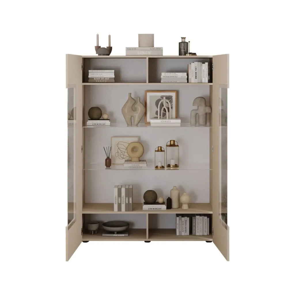 Vetrina SCENA – L121 x H166 x P42 cm – 2 porte – Colore Cashmere