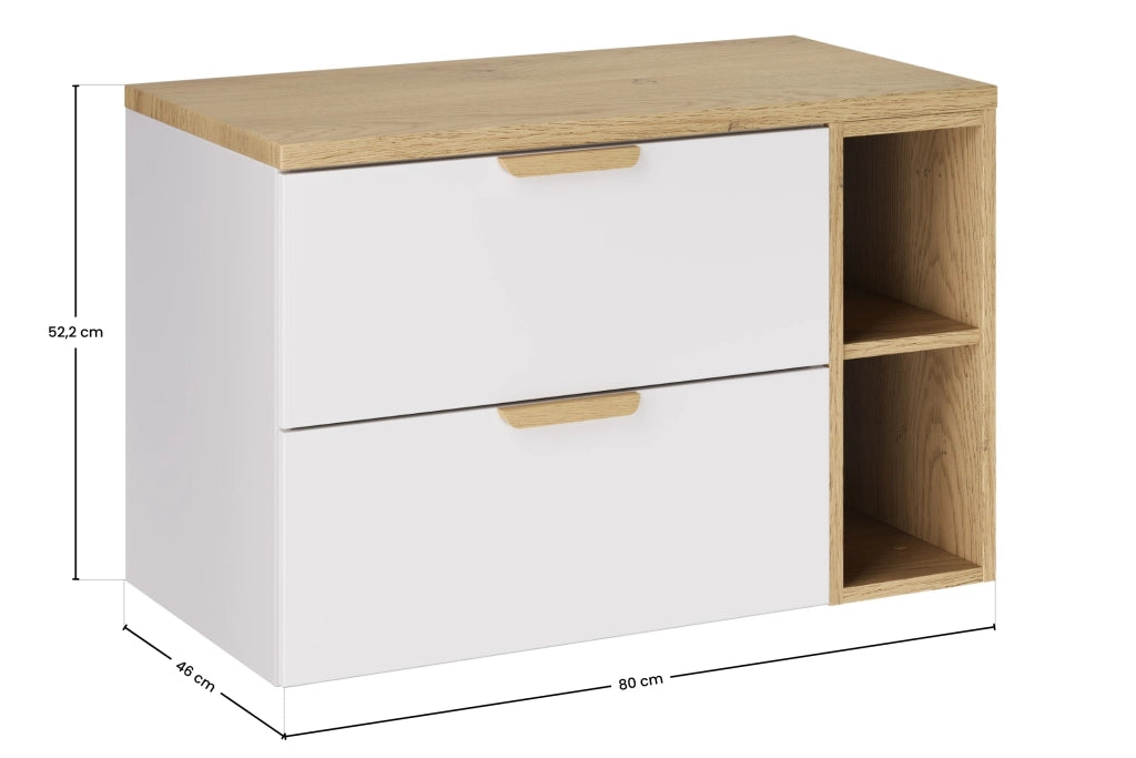 Set mobili bagno 80 cm con piano Aster White 80 cm