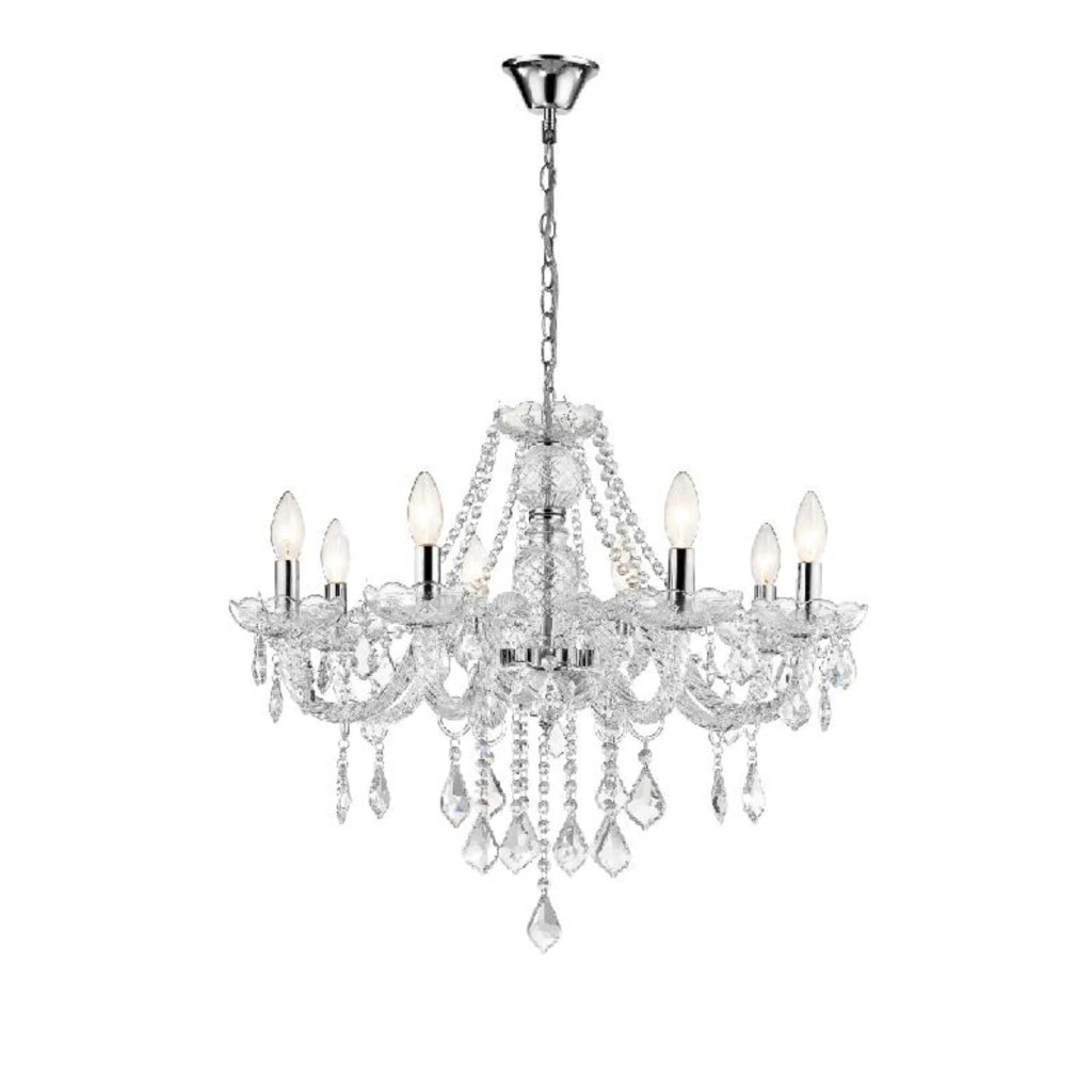 Lampadario Cristallo 8xE14 trasparente cromato LightPrestige