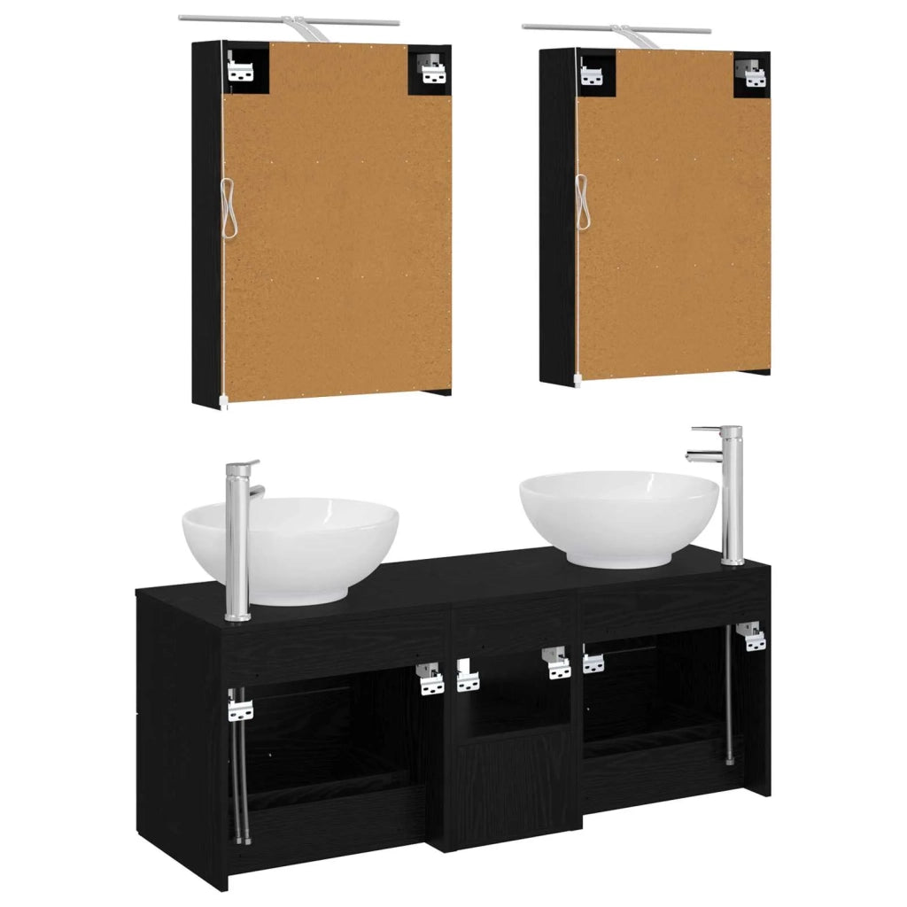 Set di mobili per il bagno 5 pz Rovere Nero 3406952