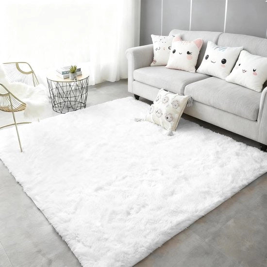 Tappeto Pluizioso Bianco per Sala e Camera