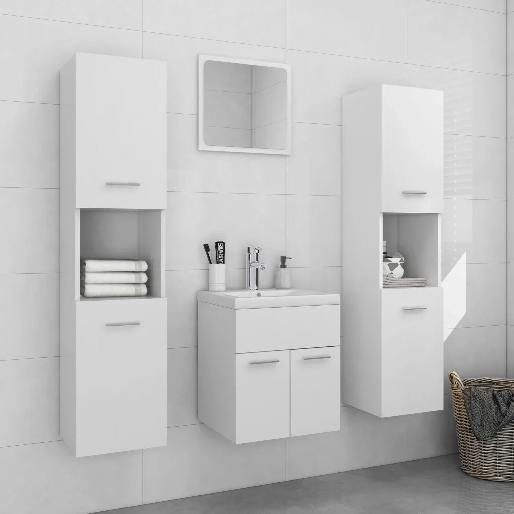 Set Mobili da Bagno | Armadio da bagno Bianco in Truciolato