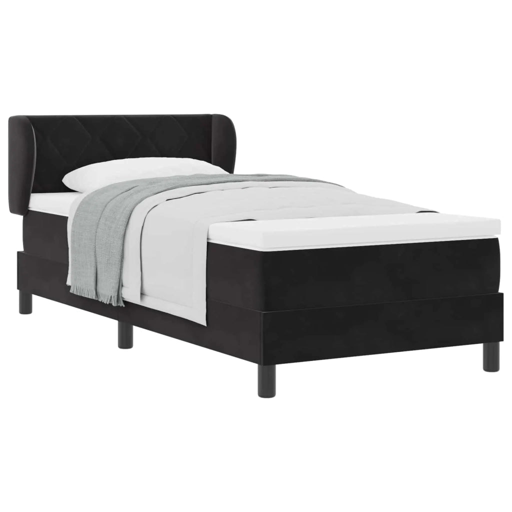 Letto a molle con testiera Nero 90 x 190 cm Velluto 3340420