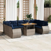 Set Divano da Giardino 10 pz con Cuscini Grigio in Polyrattan 3327309