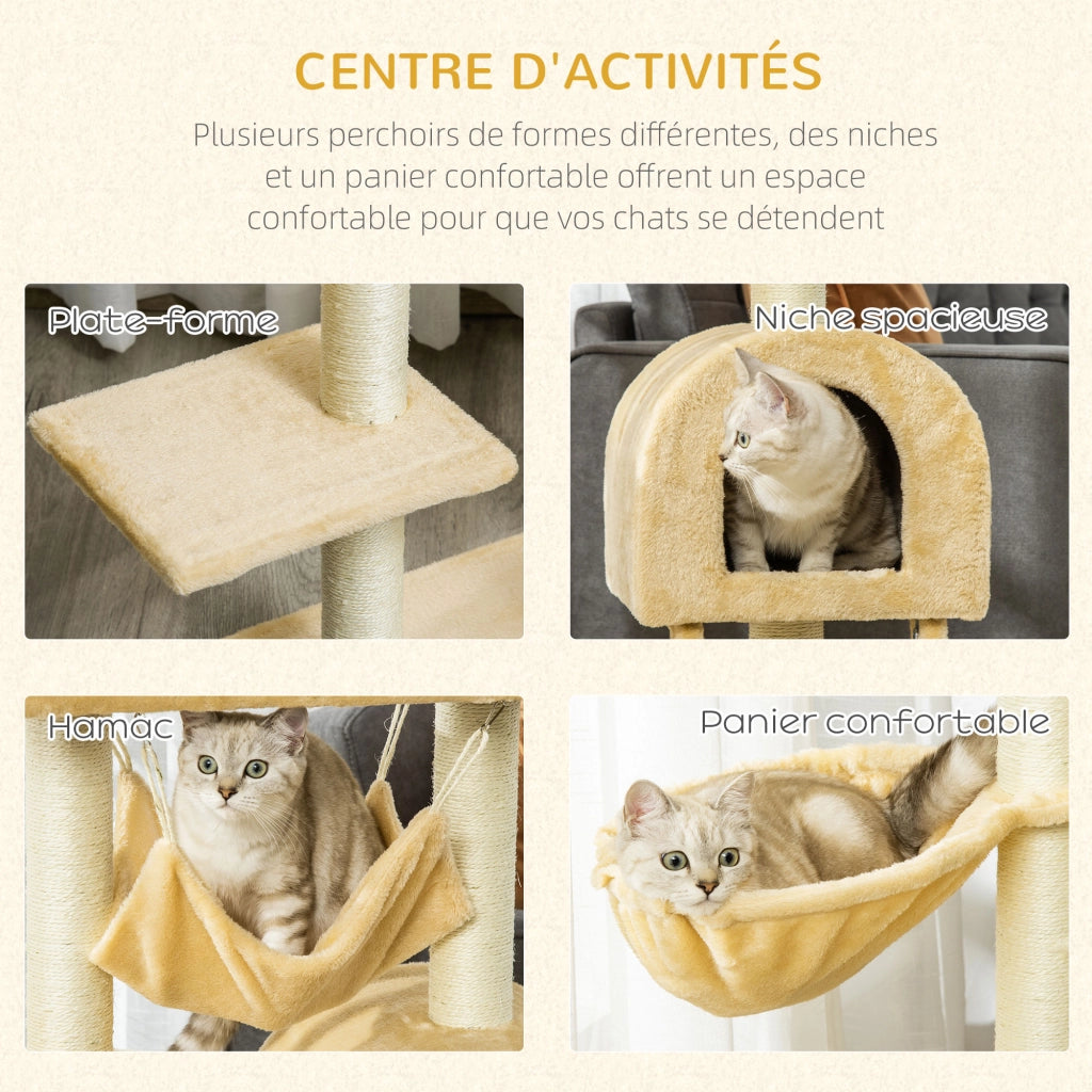 Tiragraffi per Gatti Multilivello ¨C Xylo ¨C Beige 98cm