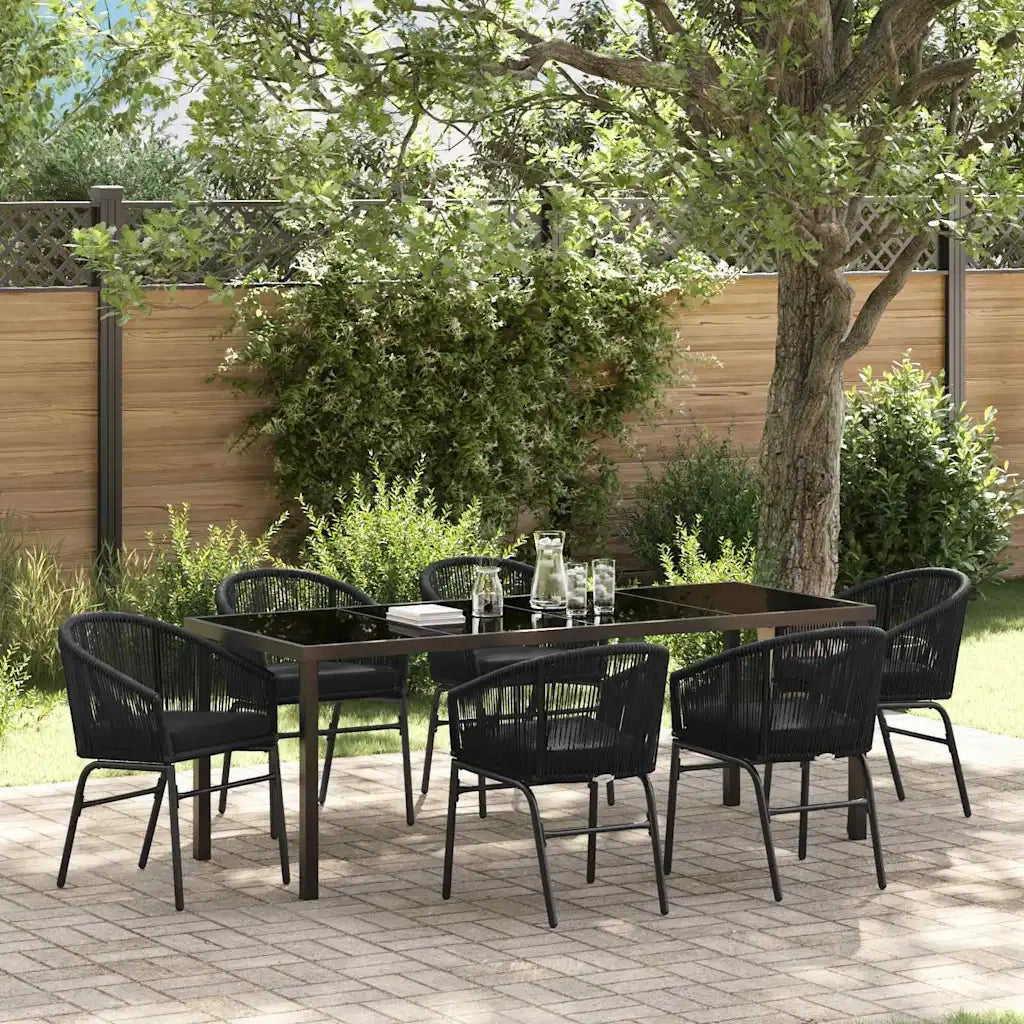 Set da Pranzo per Giardino 7 pcs Nero 3379350