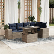 Set Divani da Giardino 6 pz con Cuscini Grigio in Polyrattan 3269151
