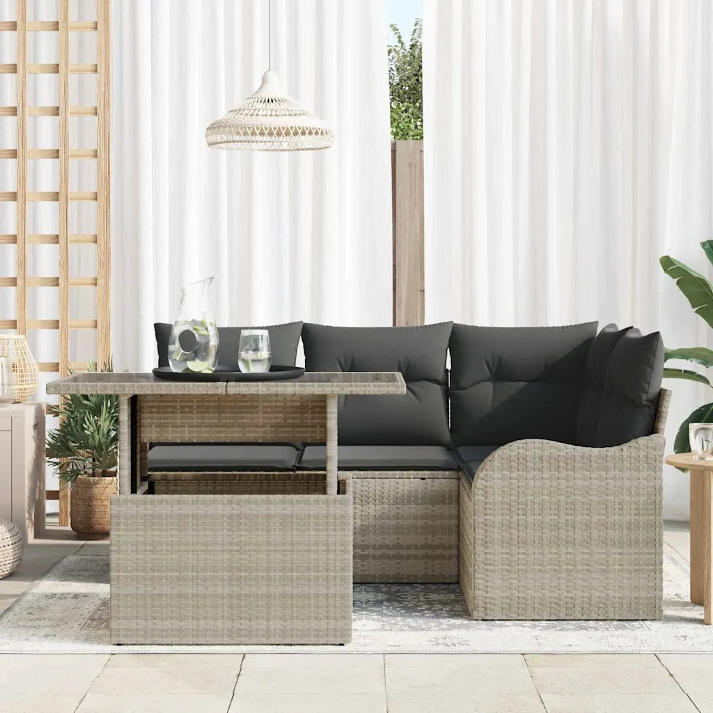 Set Divano da Giardino con cuscino 5 pcs Grigio chiaro