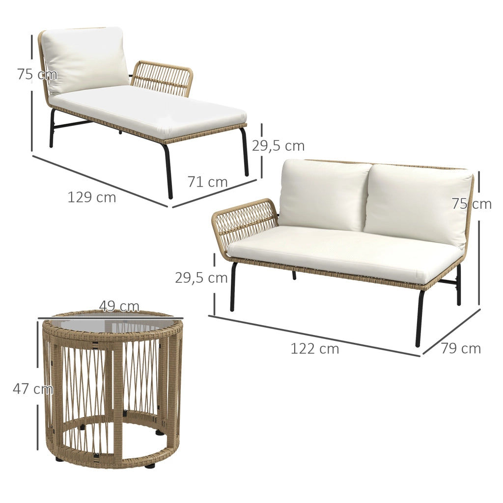 Set salotto da giardino ¨C Xylo ¨C Rattan PE, 122x79x75 cm, naturale e crema