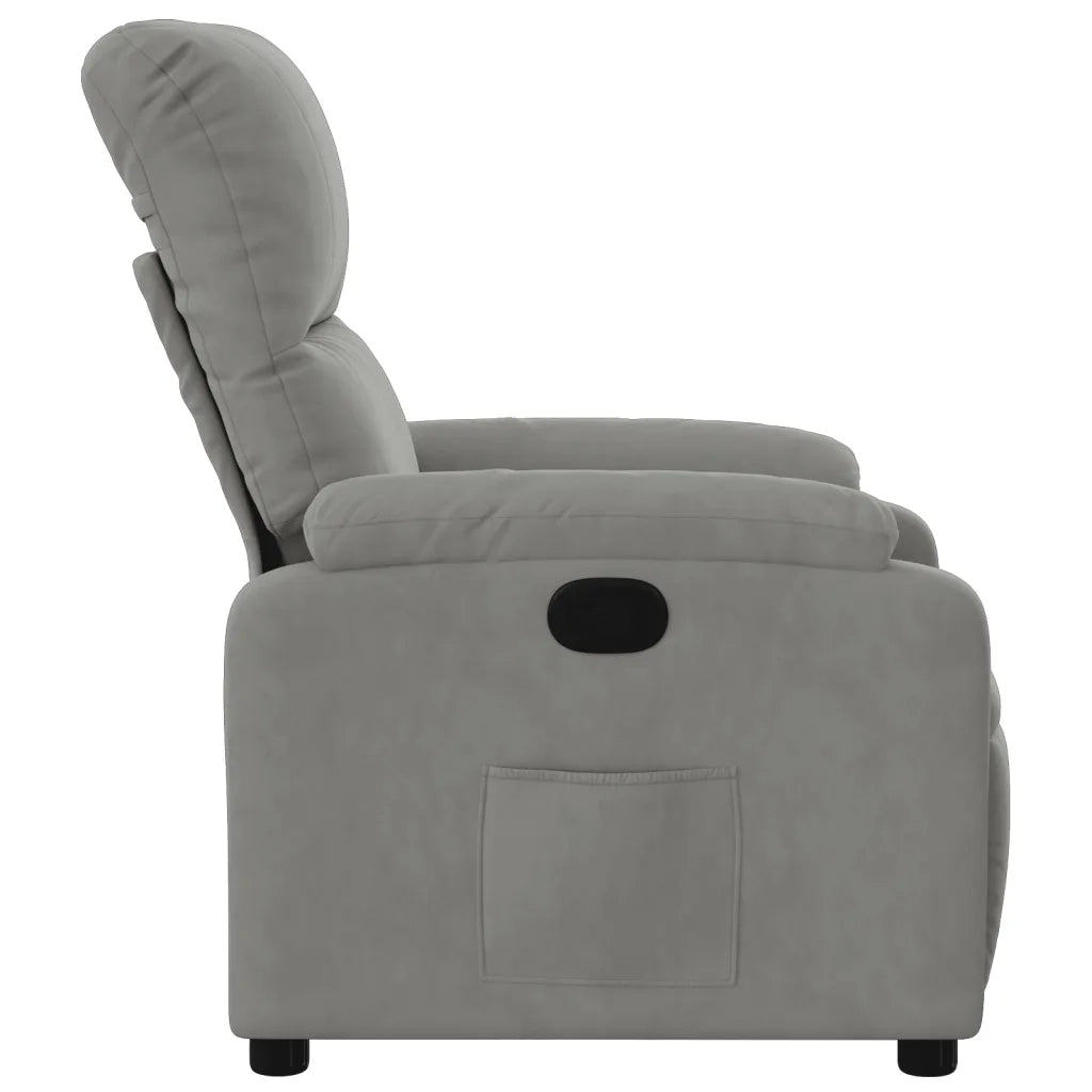 Poltrona | Sedia Relax Reclinabile Grigio Chiaro in Tessuto di Microfibra