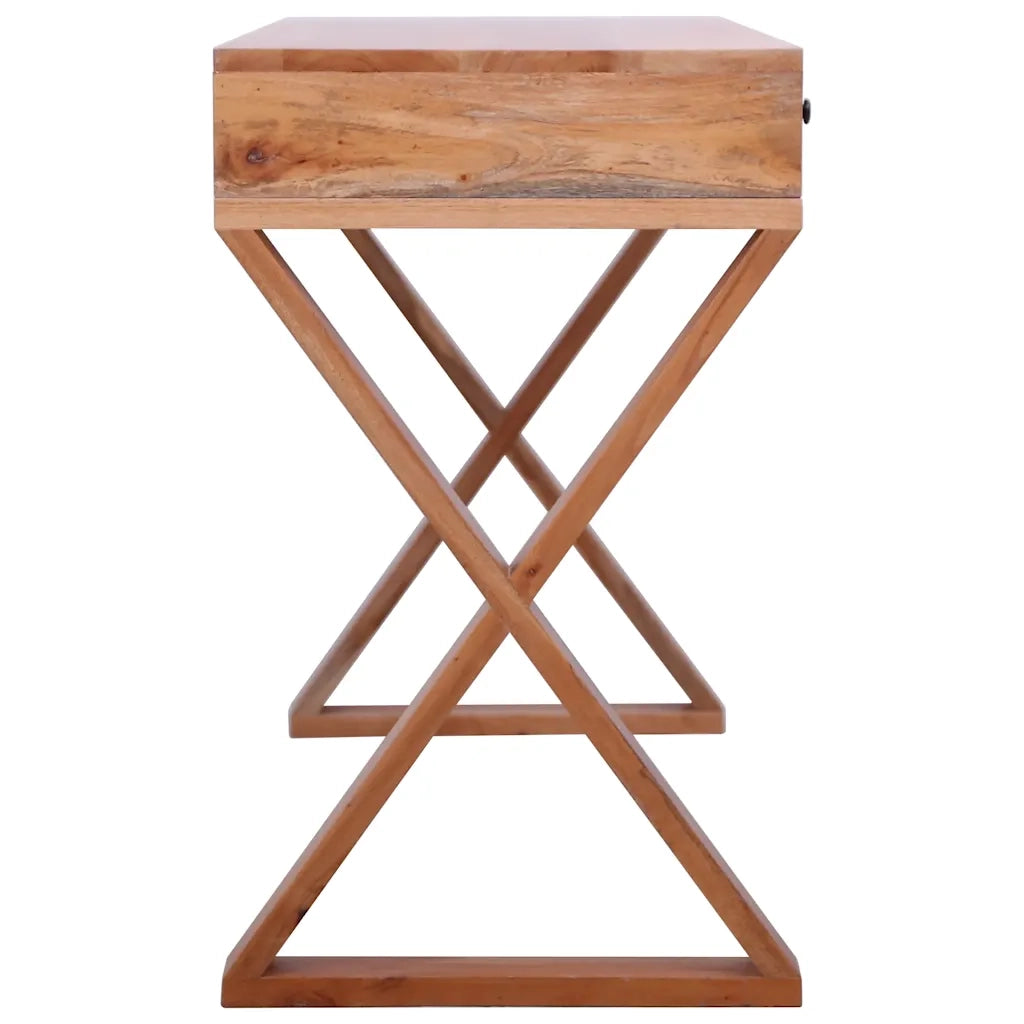 Scrivania per PC Naturale 115x47x77cm Legno Massello di Mogano