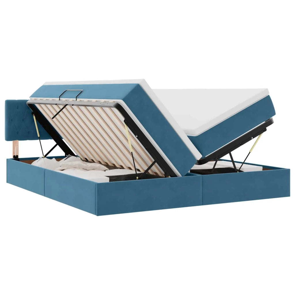 Letto con Contenitore con materasso Blu Scuro 100 x 200 cm