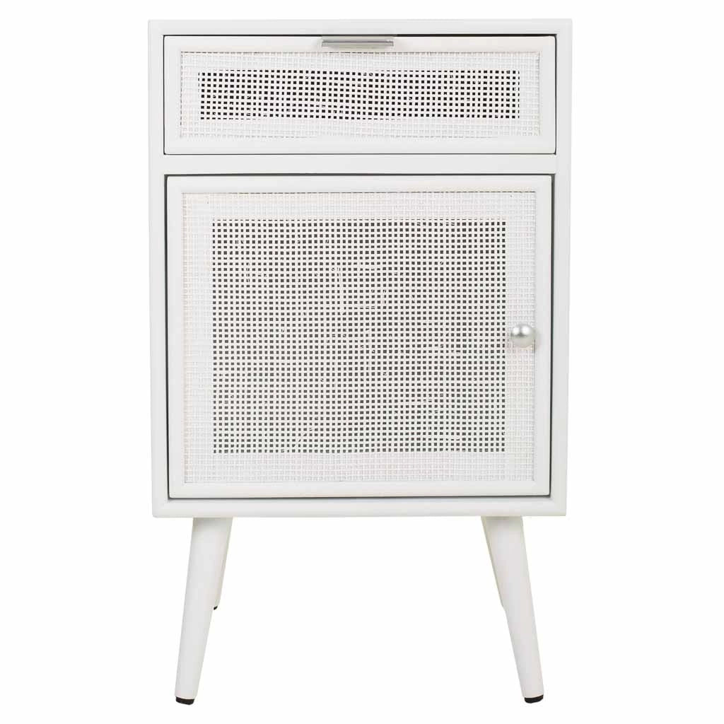 Comodino in legno e rete bianca 42x36,5x71
